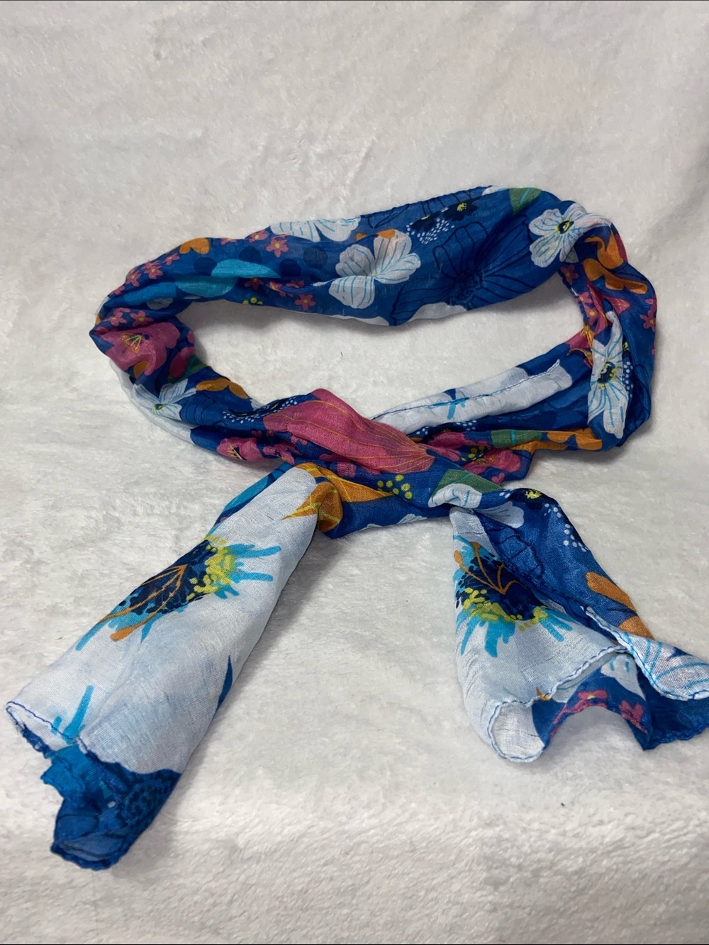 Blue Floral Lightweight Women's Scarf